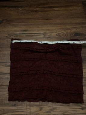 Women's Burgundy Lace Ruffle tube top
